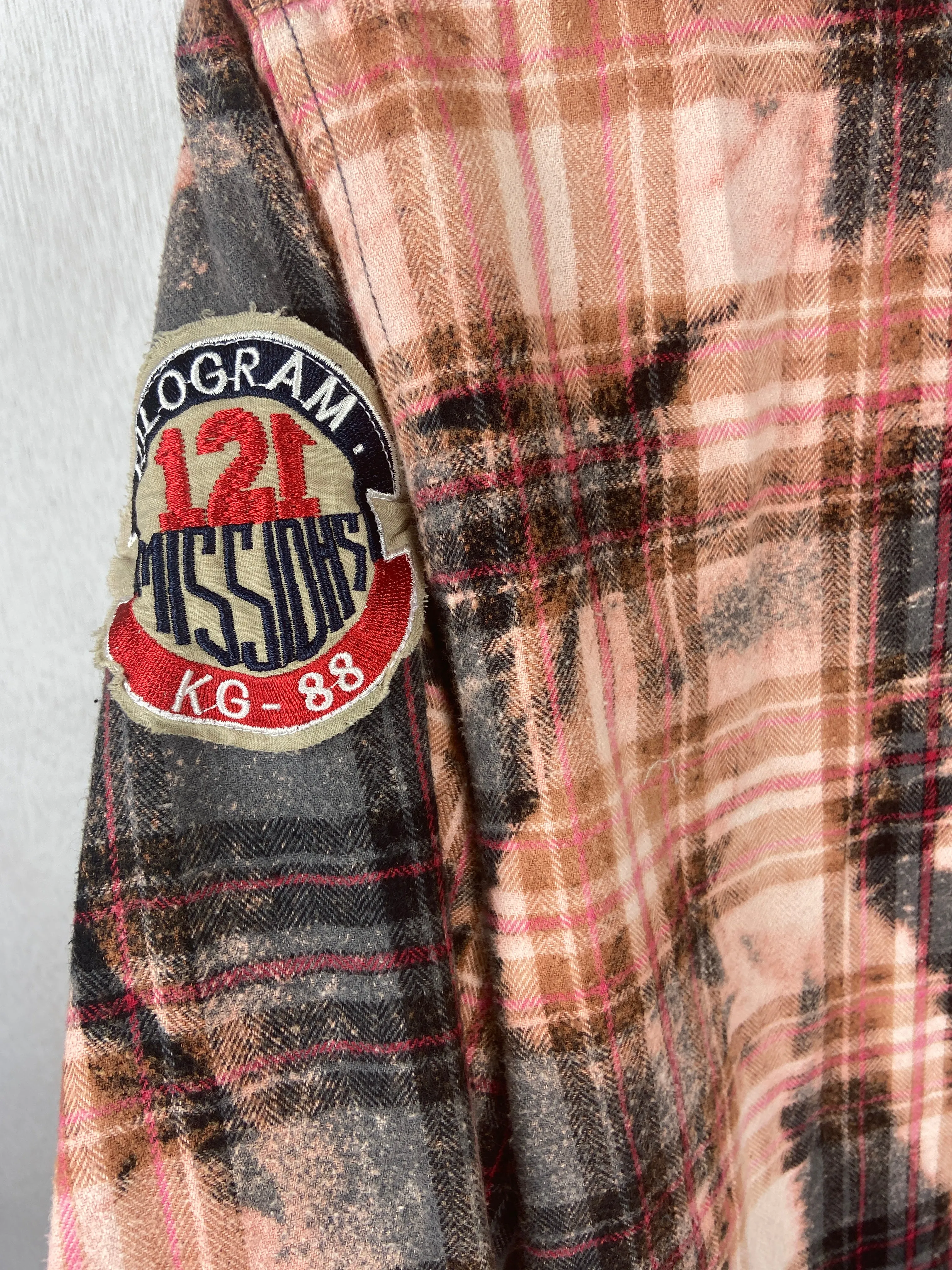 Vintage Western Style Grey, Dusty Rose and Peach Flannel Size Medium