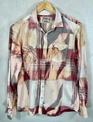 Vintage Western Style Pink, Grey, Cranberry and White Flannel Size Medium