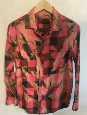 Vintage Western Style Red and Black Flannel Size Youth Large