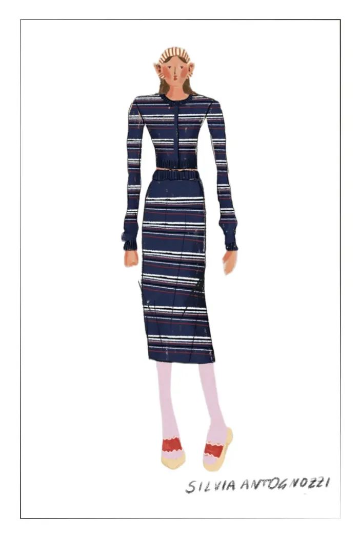 Vito Striped Cardigan in Lyocell Blend Knit