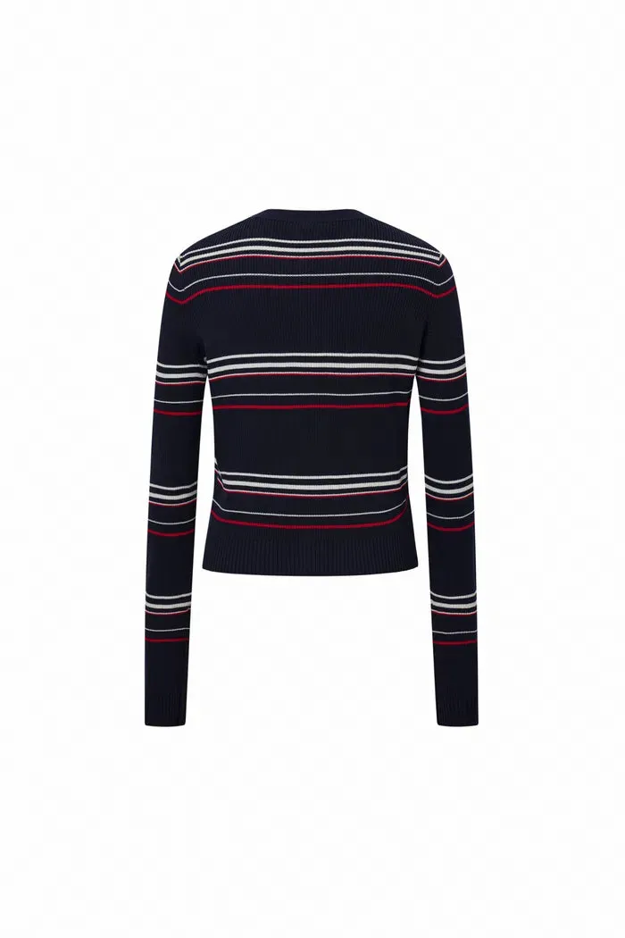 Vito Striped Cardigan in Lyocell Blend Knit
