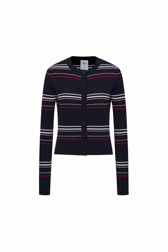 Vito Striped Cardigan in Lyocell Blend Knit