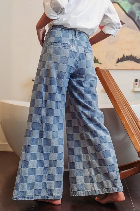 Wash Two denim Checkered Jeans