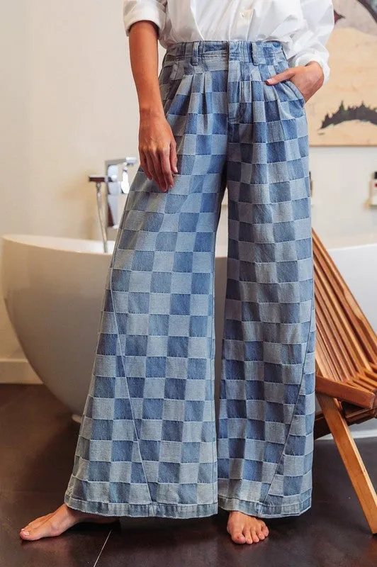 Wash Two denim Checkered Jeans