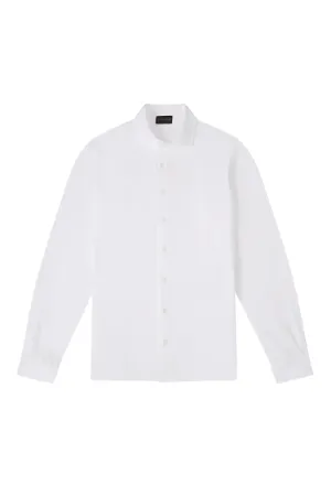 White Long Sleeve Piqué Cotton Shirt