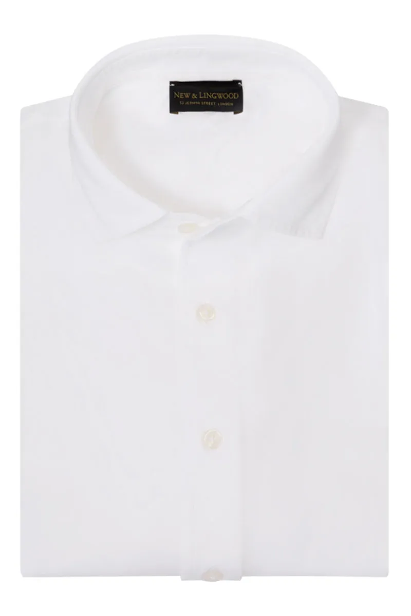 White Long Sleeve Piqué Cotton Shirt