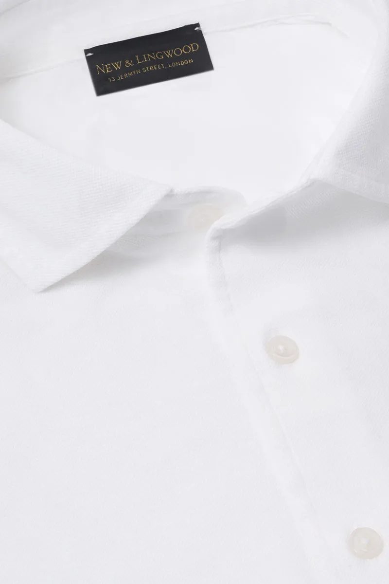 White Long Sleeve Piqué Cotton Shirt