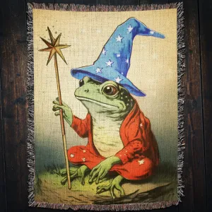 Wizard Frog Magic Witchy Decor Fantasia Woven Throw Blanket 37" X 52"