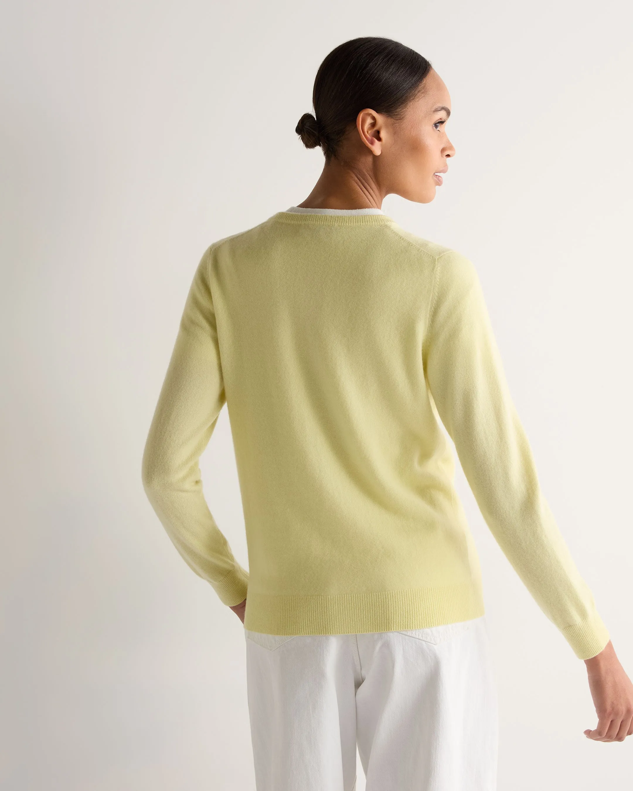 Women's Olivia Round Neck Cashmere Cardigan Granita Yellow