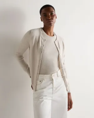 Women's Olivia Round Neck Cashmere Cardigan Pebble Grey