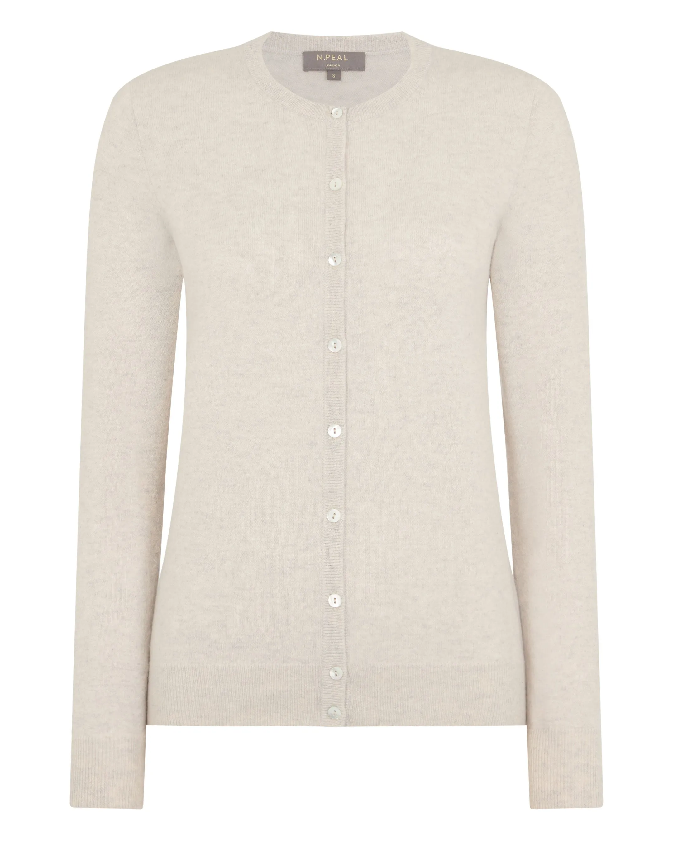 Women's Olivia Round Neck Cashmere Cardigan Pebble Grey
