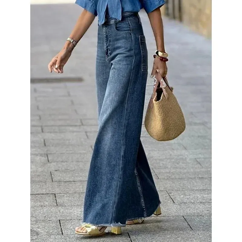 Women's Vintage High Waist Gradient Straight Jeans