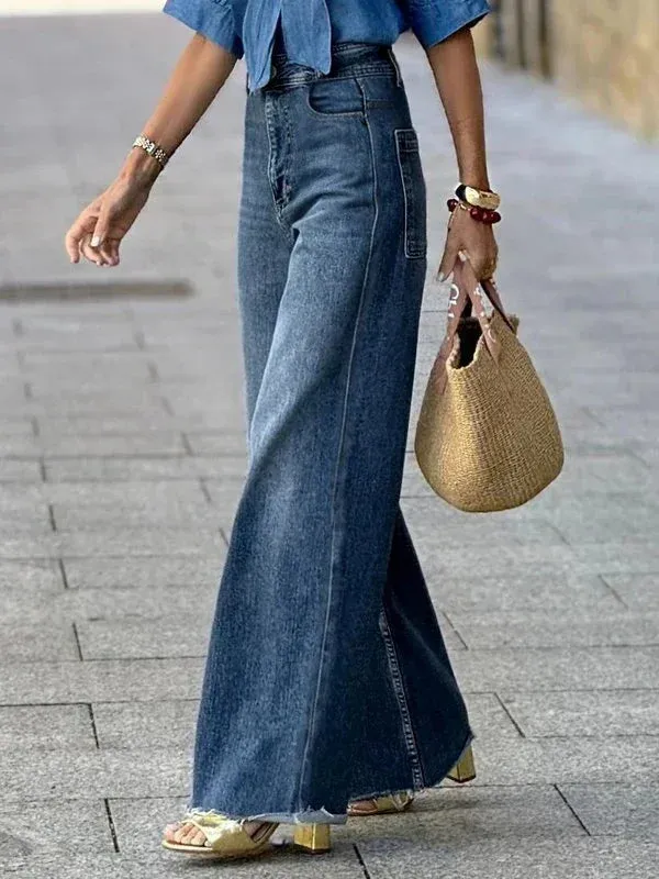 Women's Vintage High Waist Gradient Straight Jeans