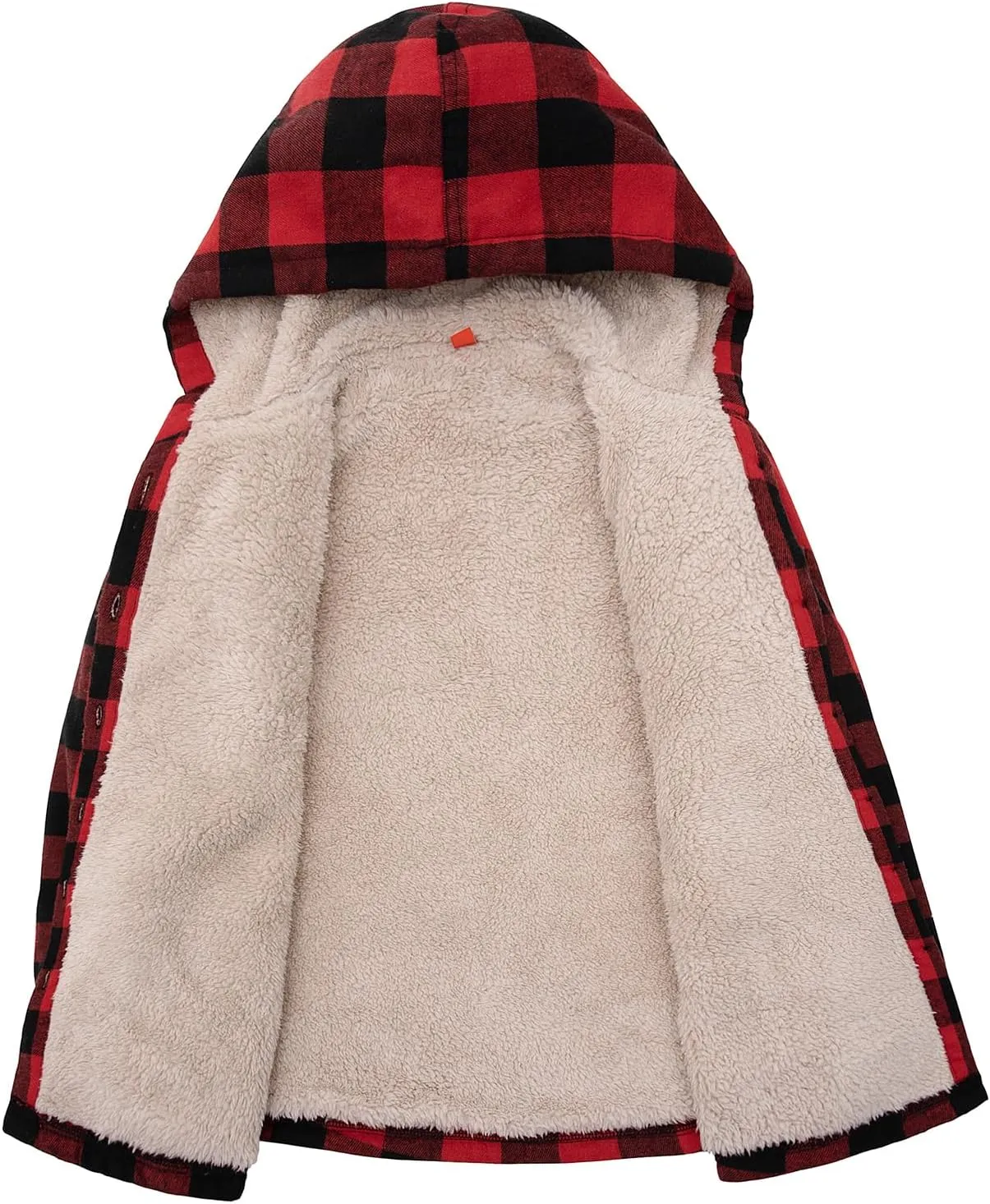 ZENTHACE Boys Sherpa Fleece Lined Flannel Plaid Button Down Shirt Jacket,Hooded Flannel Shirt with Hand Pockets